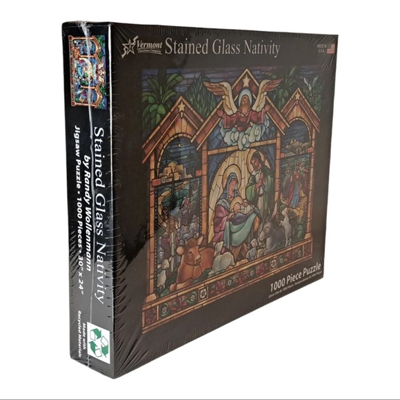 Vermont Christmas Company Stained Glass Nativity Jigsaw Puzzle 1000 Piece NEW - Picture 2 of 5